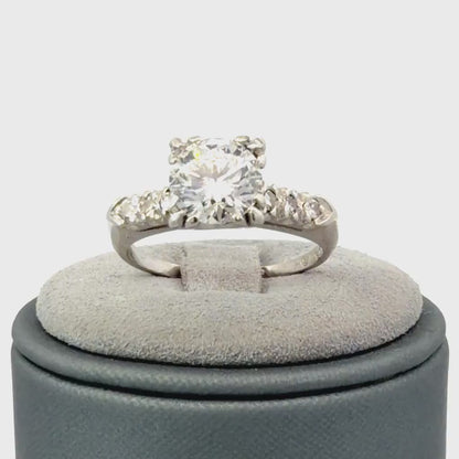 Platinum Antique Style Diamond Engagement Ring, 1.52 CTW Lab-Grown Center