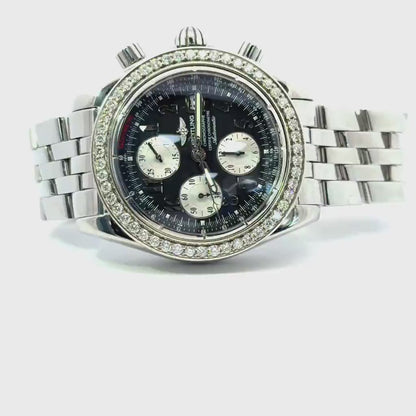 Mens Breitling Chronomat Evolution Chronograph White Gold / Steel  Diamond Watch