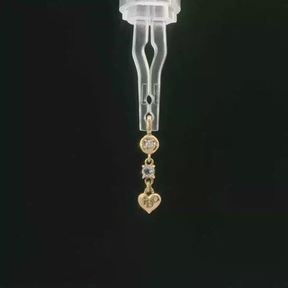 14K Yellow Gold Multi Stone Pendant / Charm Diamond & Aquamarine 0.01 CTW
