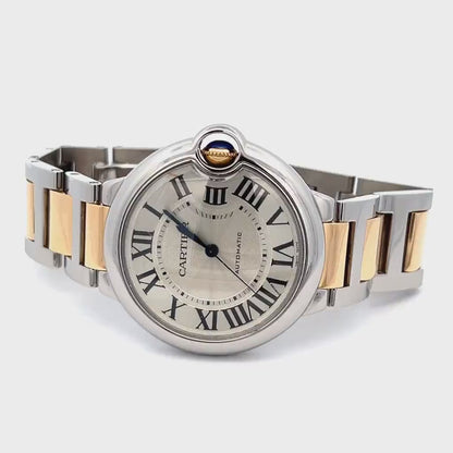 Cartier Ballon Bleu Automatic Men's Steel Case With 18K Rose Gold / Steel Strap Authentic Luxury Timepiece