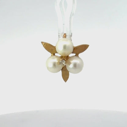 14K Yellow Gold Pearl & Diamond Pendant, 0.04 CTW Dainty Round Pearl Drop