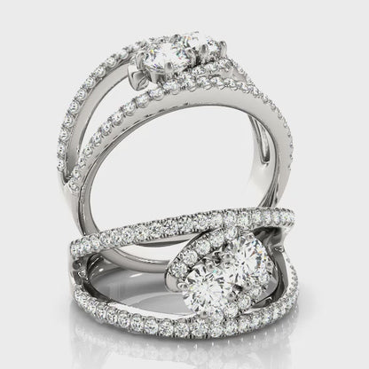 14K White Gold Two Stone Ring With 0.48 TCW Diamond (I1, H-I)