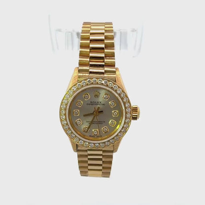 Womens Rolex Oyster Perpetual President Diamond Watch