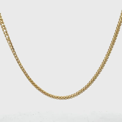 14K Yellow Gold Franco Chain, 1.6mm Wide, 19in Long Classic Dainty Necklace
