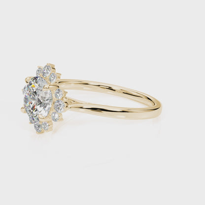 14K Yellow Gold Engagement Ring For Round Center With 0.88 TCW Diamond (SI1-SI2, G-H)