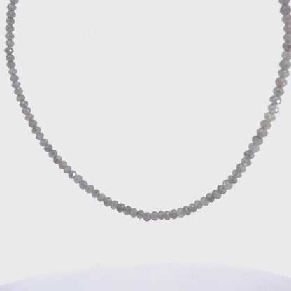 14K Yellow Gold Natural Faceted Diamond Beaded Necklace 23.89 CTW Gunmetal