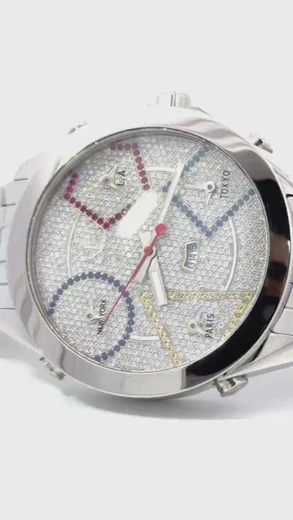 Mens Jacob & Co Five Time Zone JC 47mm Diamond Watch