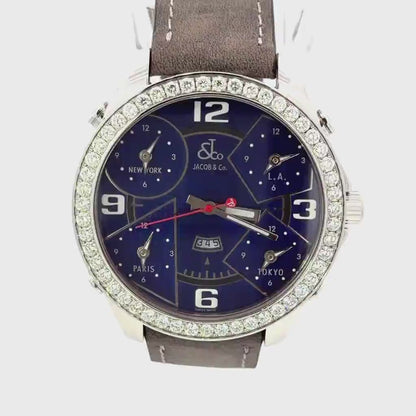 Mens Jacob & Co. Five Time Zone JC Diamond Watch