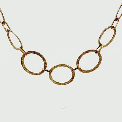 14K Yellow Gold Fancy Link Necklace, 18-Inch Dainty Chain Minimalist Style