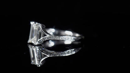 18K White Gold Statement Ring With 1.01 TCW Baguette Shape Natural Diamond, GIA Certified