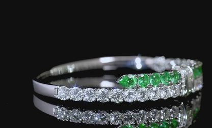 18K White Gold Statement Bracelet With 3.18 TCW Mix Shape Natural Emerald, GIA Certified