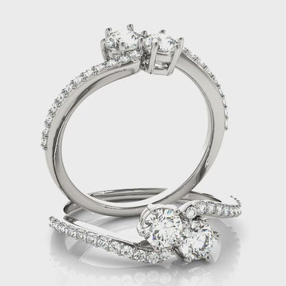 14K White Gold Two Stone Ring With 0.74 TCW Diamond (SI1-SI2, G-H)