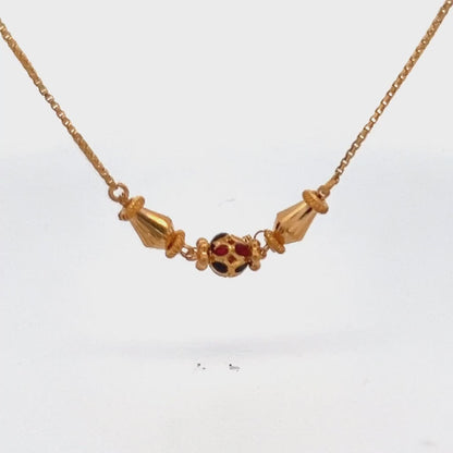 22K Yellow Gold Artistic Ruby Gemstone Pendant - 15" Chain Necklace