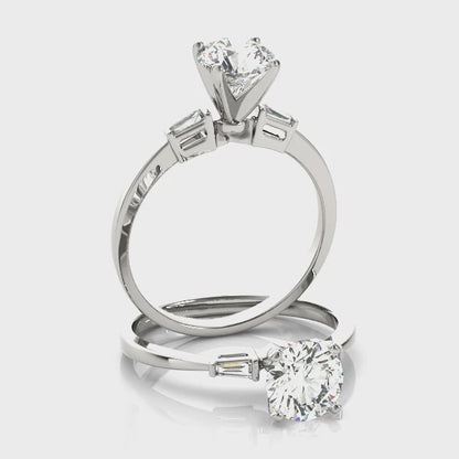 14K White Gold Engagement Rings 3 Stone Baguette With 0.12 TCW Diamond (SI1-SI2, G-H)