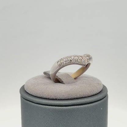 18K White Gold 0.43 CTW Diamond Pave V-Shaped Band Chevron Contour Size 5