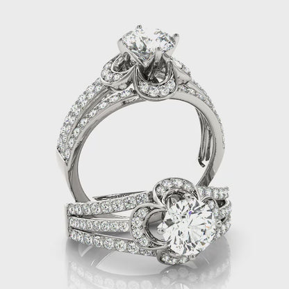 14K White Gold Engagement Rings Multirow With 0.58 TCW Diamond (SI1-SI2, G-H)
