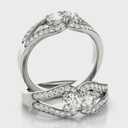 14K White Gold Two Stone Ring With 0.78 TCW Diamond (SI2, H-I)
