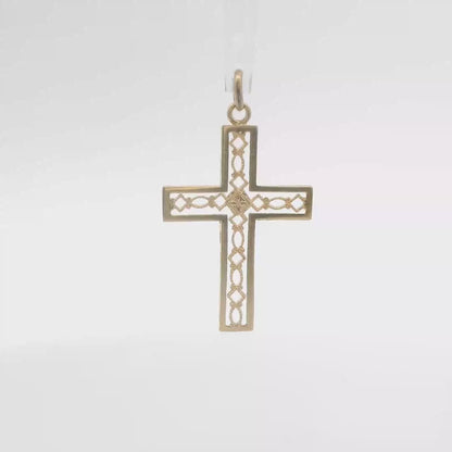 14K Yellow Gold Cross Pendant / Charm, Polished Dainty Classic Minimalist
