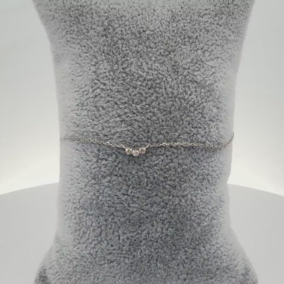 10K White Gold Diamond Station Bracelet 0.02 CTW, 7 in, Dainty Stackable