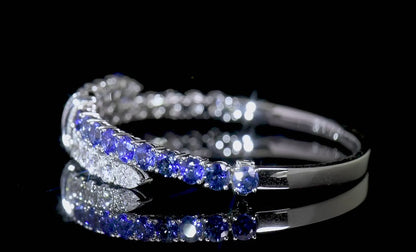 18K White Gold Statement Bracelet With 6.03 TCW Mix Shape Natural Sapphire, GIA Certified