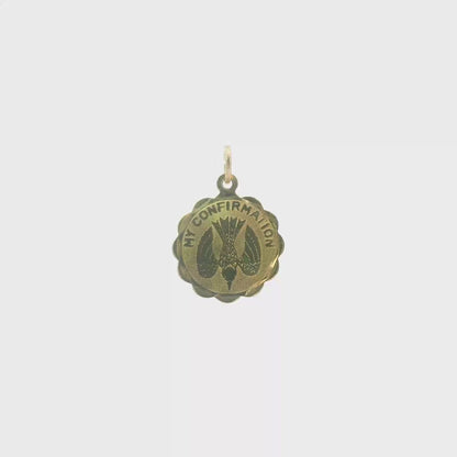14K Yellow Gold Confirmation Charm Pendant Dainty Religious Mini Keepsake