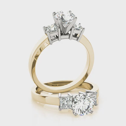 14K Yellow Gold Engagement Rings 3 Stone Princess With 0.20 TCW Diamond (SI1-SI2, G-H)