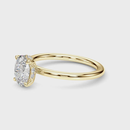 14K Yellow Gold Hidden Halo Ov Engagement Ring With 2.08 TCW Diamond (Lab Grown VS-SI1, E/F/G)