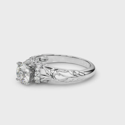 14K White Gold Engagement Rings Remounts Any Shape With 0.16 TCW Diamond (SI1-SI2, G-H)