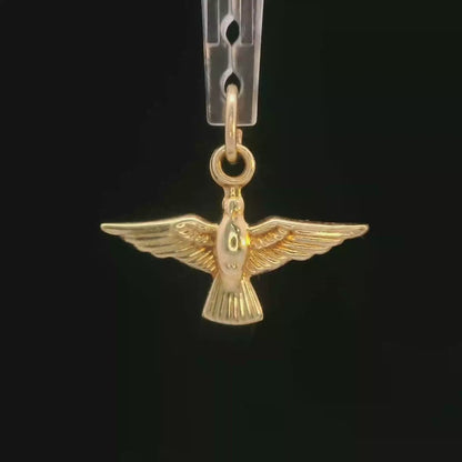 14K Yellow Gold Bird Charm / Pendant, Dainty Polished Figural Mini Design