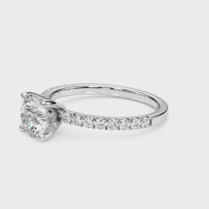 14K White Gold Engagement Rings Round Center With 2.24 TCW Diamond (Lab Grown VS-SI1, E/F/G)