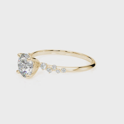 14K Yellow Gold Engagement Ring Round Center With 0.11 TCW Diamond (SI1-SI2, G-H)