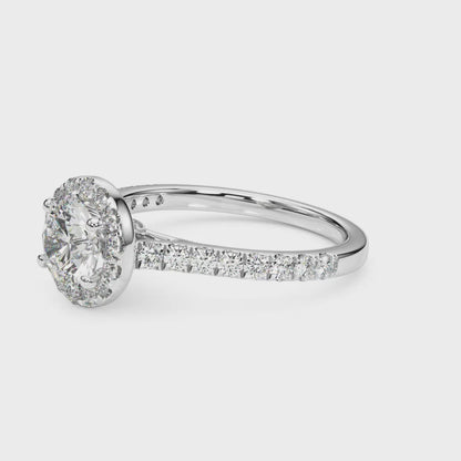 14K White Gold Engagement Rings Halo Round With 0.32 TCW Diamond (Lab Grown VS-SI1, E/F/G)