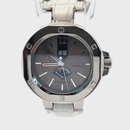 Clerc Icon 8  Power Reserve Automatic Mens Steel Case With Leather Strap Authentic Luxury Timepiece