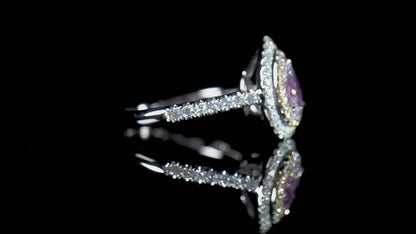 18K White & Rose Gold Statement Ring With 0.68 TCW Pink Pear Shape Natural Diamond, GIA Certified