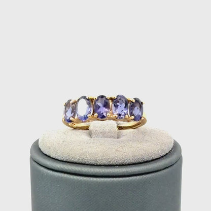 10K Yellow Gold Iolite Gemstone Ring 1.95 CTW Size 9 Classic Fine Jewelry