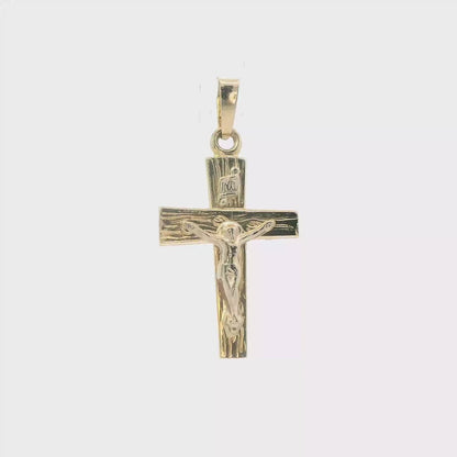 14K Yellow Gold Cross Pendant Dainty Polished Minimalist Religious Charm
