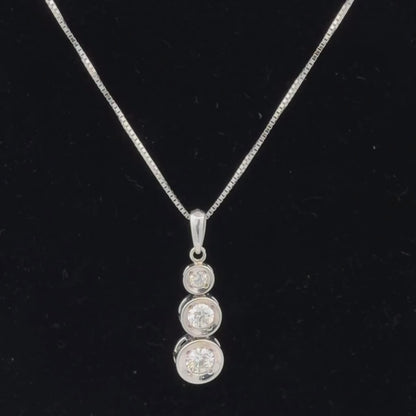 14K White Gold Diamond Drop Pendant Necklace, Dainty 0.30 CTW Fine Jewelry