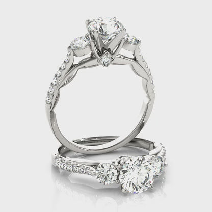 14K White Gold Engagement Rings 3 Stone Round With 0.45 TCW Diamond (Lab Grown VS-SI1, E/F/G)