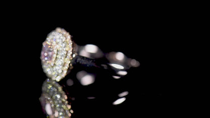 18K White & Rose Gold Statement Ring With 0.50 TCW Pink Cushion Shape Natural Diamond, GIA Certified