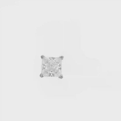 10K White Gold 2.00ct Square Brilliant Cut Single Stud Earring