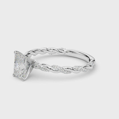 14K White Gold Engagement Ring With Twisted  Shank With 0.19 TCW Diamond (SI1-SI2, G-H)