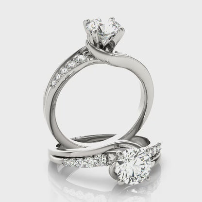 14K White Gold Engagement Rings Bypass With 0.13 TCW Diamond (Lab Grown VS-SI1, E/F/G)