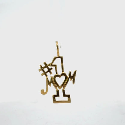 14K Yellow Gold #1 Mom Pendant / Charm Dainty Polished Everyday Mini Charm