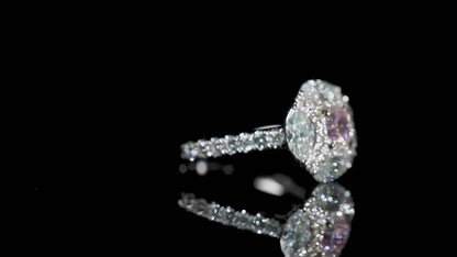 18K White & Rose Gold Statement Ring With 0.48 TCW Pink Radiant Shape Natural Diamond, GIA Certified