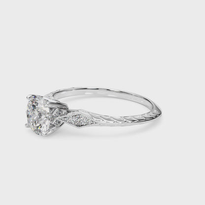 14K White Gold Engagement Ring With 0.08 TCW Diamond (SI1-SI2, G-H)