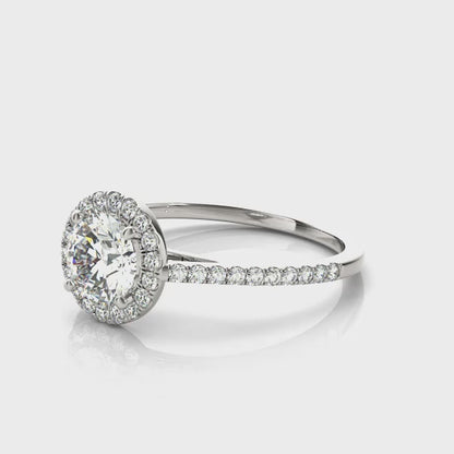 14K White Gold Round Halo Engagement Ring With 1.02 TCW Diamond (Lab Grown VS-SI1, E/F/G)