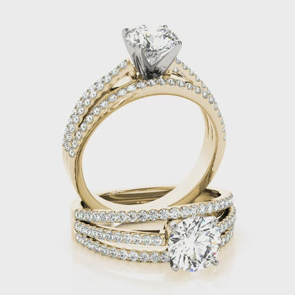 14K Yellow Gold Engagement Rings Multirow With 0.37 TCW Diamond (SI1-SI2, G-H)