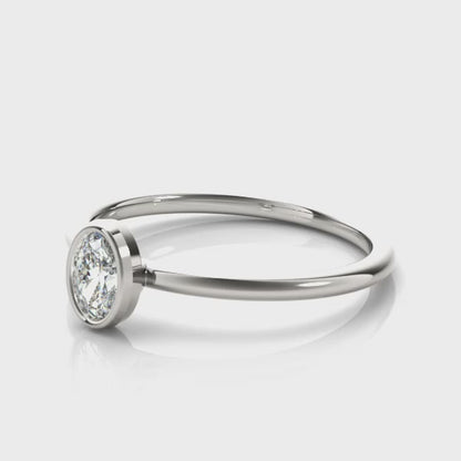 14K White Gold Oval Solitaire Stackable With 0.25 TCW Diamond (Lab Grown VS-SI1, E/F/G)