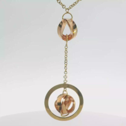 18K Rose & Yellow Gold Two-Tone Y Necklace Dainty Minimalist Y-Drop Pendant