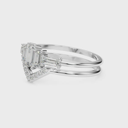 14K White Gold Fashion Ring Round & Straight Baguette With 0.50 TCW Diamond (Lab Grown VS-SI1, E/F/G)